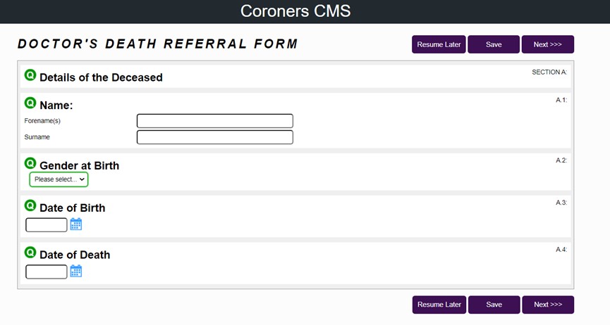  Coroners Case Management